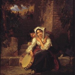 Two girls and a tamburine